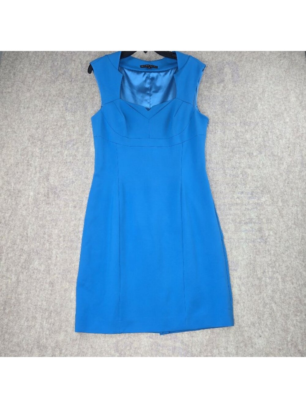 Black Halo Blue Sheath Dress With Satin Accents